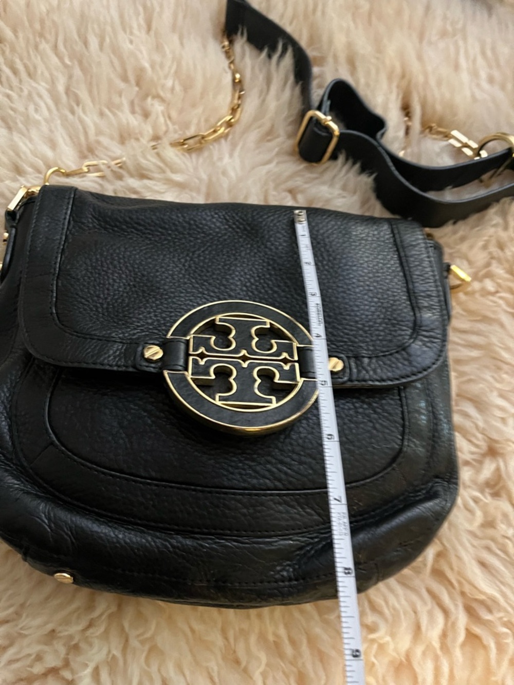 Pre-Owned Vintage TORY BURCH soft black pebbled leather “crossbody/clutch”